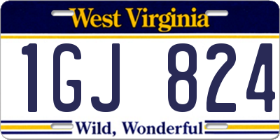 WV license plate 1GJ824