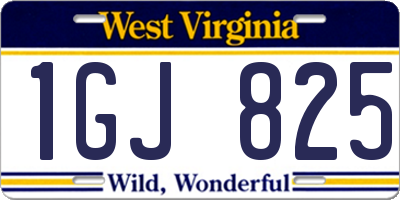 WV license plate 1GJ825