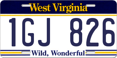 WV license plate 1GJ826