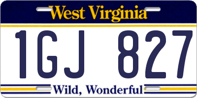 WV license plate 1GJ827