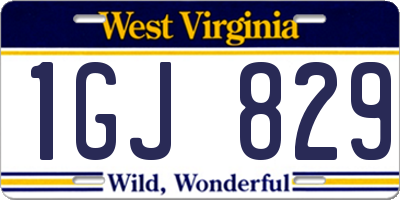 WV license plate 1GJ829