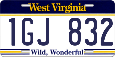 WV license plate 1GJ832