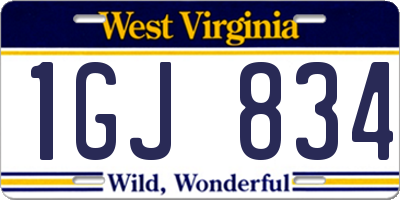 WV license plate 1GJ834