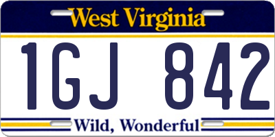 WV license plate 1GJ842