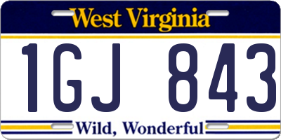WV license plate 1GJ843
