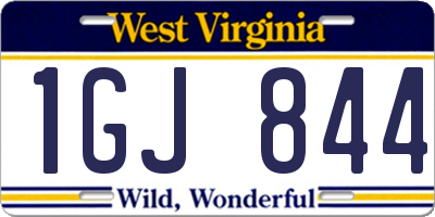 WV license plate 1GJ844