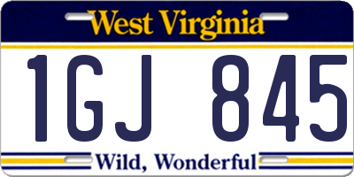 WV license plate 1GJ845