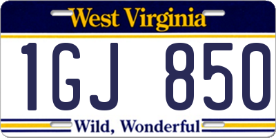 WV license plate 1GJ850