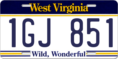 WV license plate 1GJ851