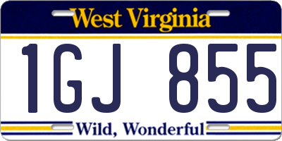 WV license plate 1GJ855