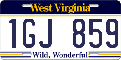 WV license plate 1GJ859
