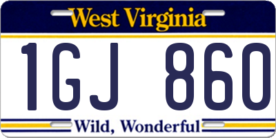 WV license plate 1GJ860