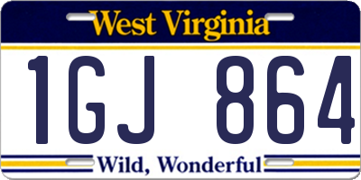 WV license plate 1GJ864
