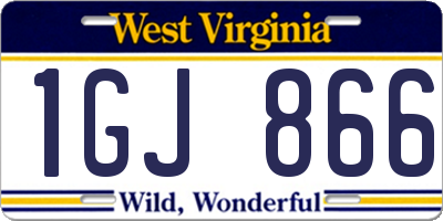 WV license plate 1GJ866