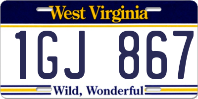 WV license plate 1GJ867