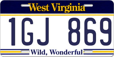 WV license plate 1GJ869