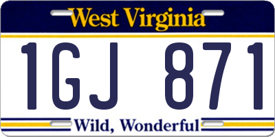 WV license plate 1GJ871
