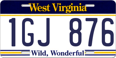 WV license plate 1GJ876