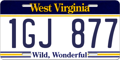 WV license plate 1GJ877