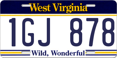WV license plate 1GJ878