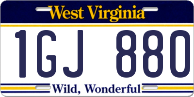 WV license plate 1GJ880