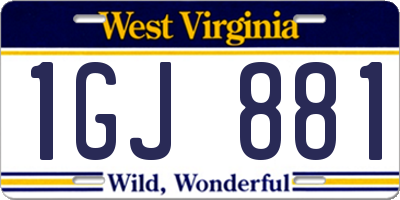 WV license plate 1GJ881