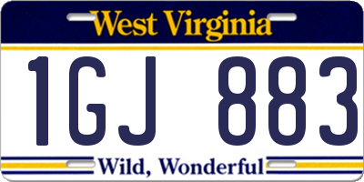 WV license plate 1GJ883