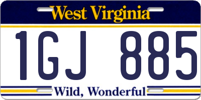 WV license plate 1GJ885