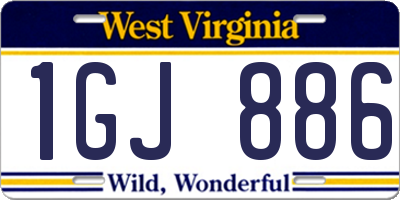 WV license plate 1GJ886