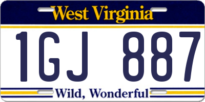 WV license plate 1GJ887