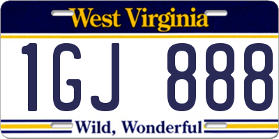 WV license plate 1GJ888