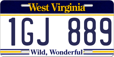 WV license plate 1GJ889