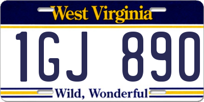 WV license plate 1GJ890