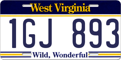 WV license plate 1GJ893