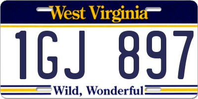 WV license plate 1GJ897