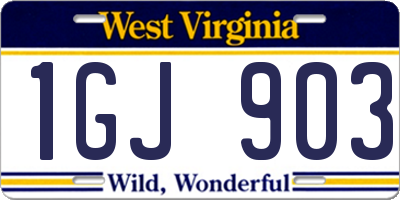 WV license plate 1GJ903