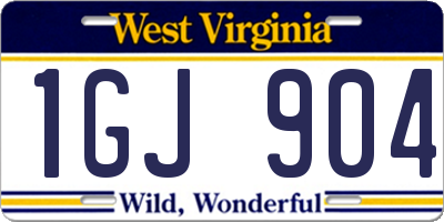 WV license plate 1GJ904