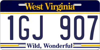WV license plate 1GJ907