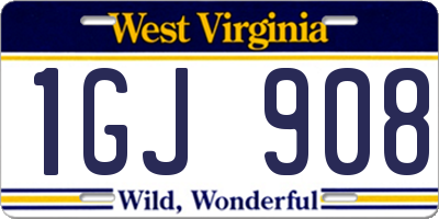 WV license plate 1GJ908