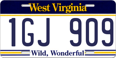 WV license plate 1GJ909