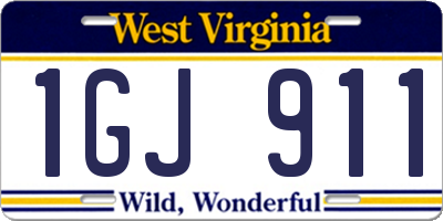 WV license plate 1GJ911