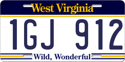 WV license plate 1GJ912