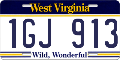 WV license plate 1GJ913