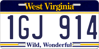 WV license plate 1GJ914
