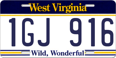 WV license plate 1GJ916