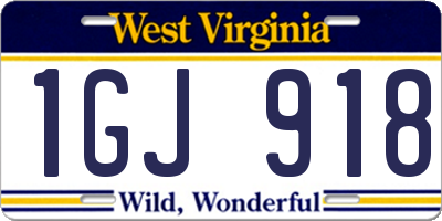 WV license plate 1GJ918