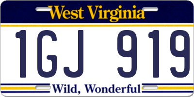 WV license plate 1GJ919