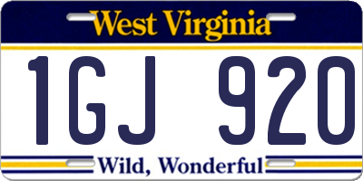 WV license plate 1GJ920