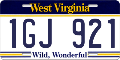 WV license plate 1GJ921