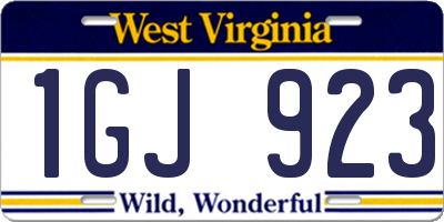 WV license plate 1GJ923